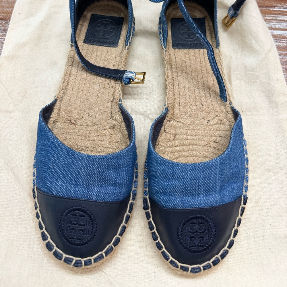 Tory Burch Denim and Navy Blue Sandals